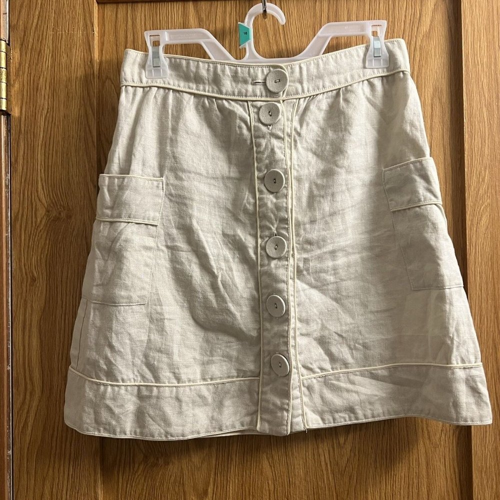 LA Made American Apparel Linen Skirt Beige Medium